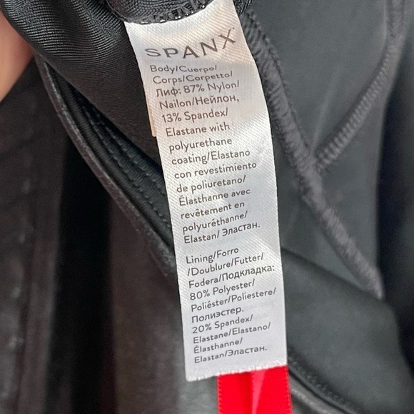 Spanx Faux Leather Moto High Waist Shaping Pull-On Ankle Leggings Very Black M - Picture 14 of 15